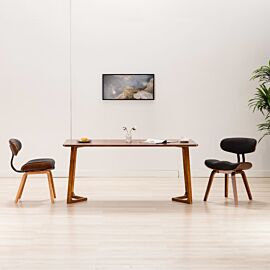 Трапезни столове, 2 бр, сиви, извито дърво и текстил