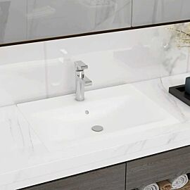 Луксозна мивка с отвор за кран бял мат 60x46 см керамика