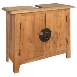 Тоалетка за баня рециклирана борова дървесина масив 70x32x63 см