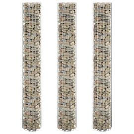 Габион кръгли повдигнати лехи 3бр поцинкована стомана Ø30x200см