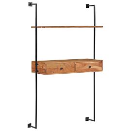 Бюро за стена, 90x40x170 см, акациево дърво масив