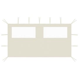 Странична стена за шатра с прозорци, 4x2 м, кремава
