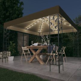 Шатра с LED светещи стрингове, 3х3 м, таупе