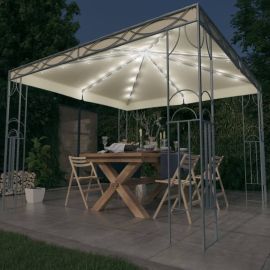 Шатра с LED светещи стрингове, 300x300 см, кремава