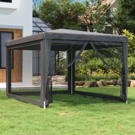 Парти палатка с 4 мрежести странични стени антрацит 3x4 м HDPE