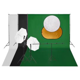 Фотографски комплект за студио, комплект лампи, фон и рефлектор