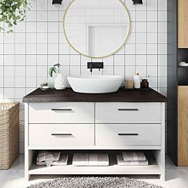 Плот за баня тъмнокафяв 100x60x(2-6)см обработено масивно дърво