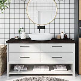 Плот за баня тъмнокафяв 160x60x(2-6)см обработено масивно дърво