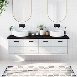 Плот за баня тъмнокафяв 180x60x(2-6)см обработено масивно дърво