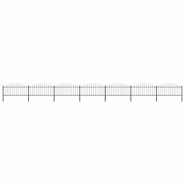 Градинска ограда с пики, стомана, (0,5-0,75)x11,9 м, черна