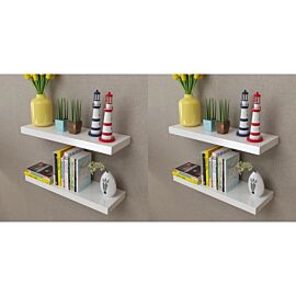 Стенни рафтове, 4 бр, бели, 60 см