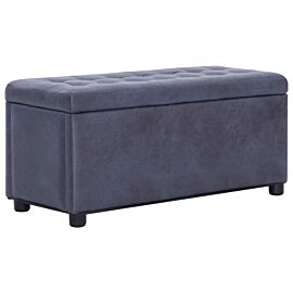281376  Storage Ottoman 87,5 cm Grey Faux Suede Leather