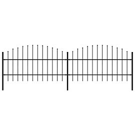 Градинска ограда с връх тип копие, стомана, 359x100 см, черна