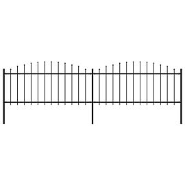 Градинска ограда с пики, стомана, (0,5-0,75)x3,4 м, черна