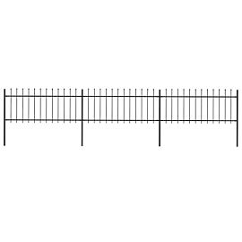 Градинска ограда с връх тип „копие“, стомана, 537x80 см, черна