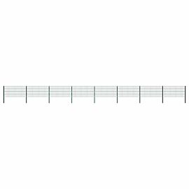 Ограден панел с железни стълбове 1385x80 см, зелен